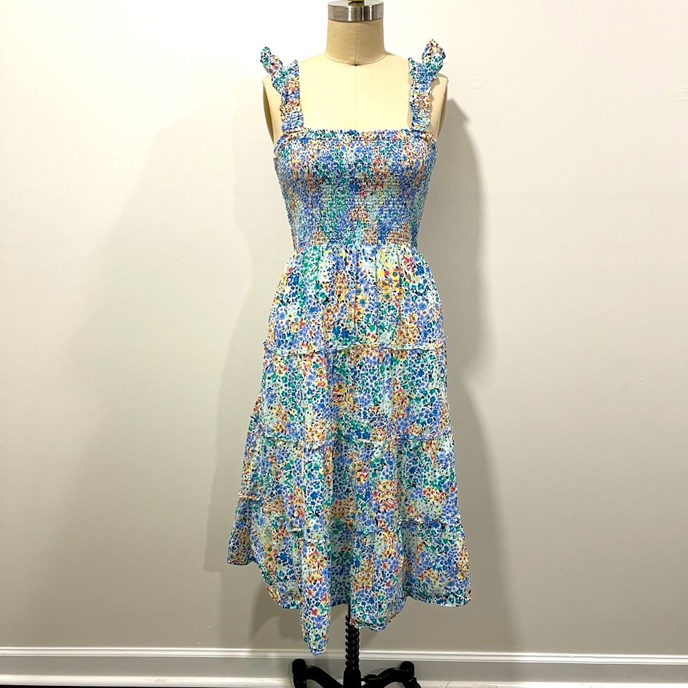 J Crew floral tiered dress